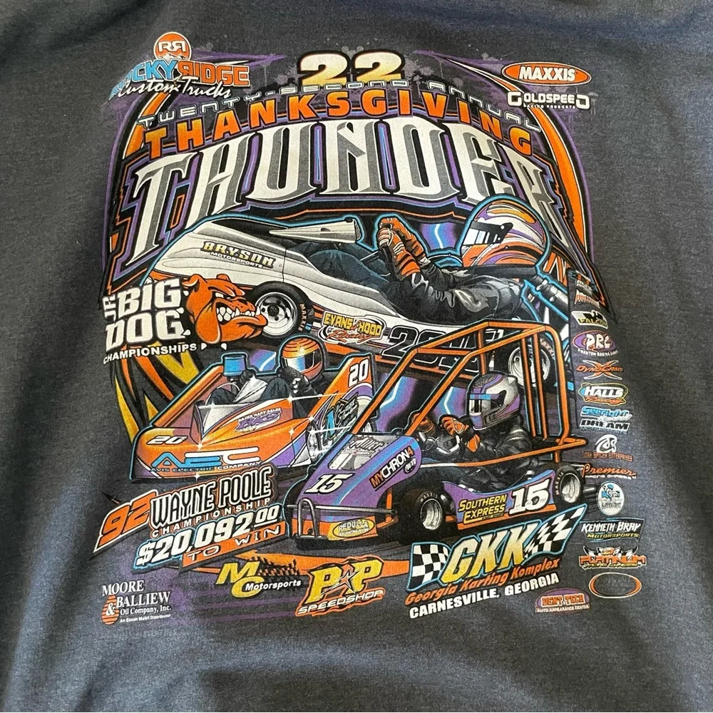 Nascar, thunder, racing pullover hoodie, big dog, 2X - like new - Picture 4 of 5